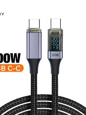 100W PD USB-C to Type-C Transparent Fast Charging Cable – For iPhone 16/17, Xiaomi, Huawei & MacBook